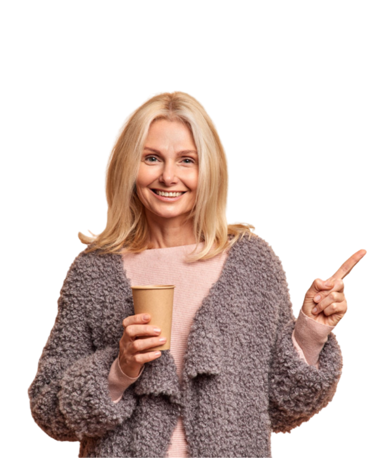 mature woman pointing